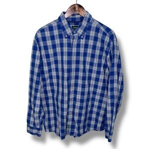 Orvis Heritage Wash Blue & White Active Fit Button Down Shirt Sz L